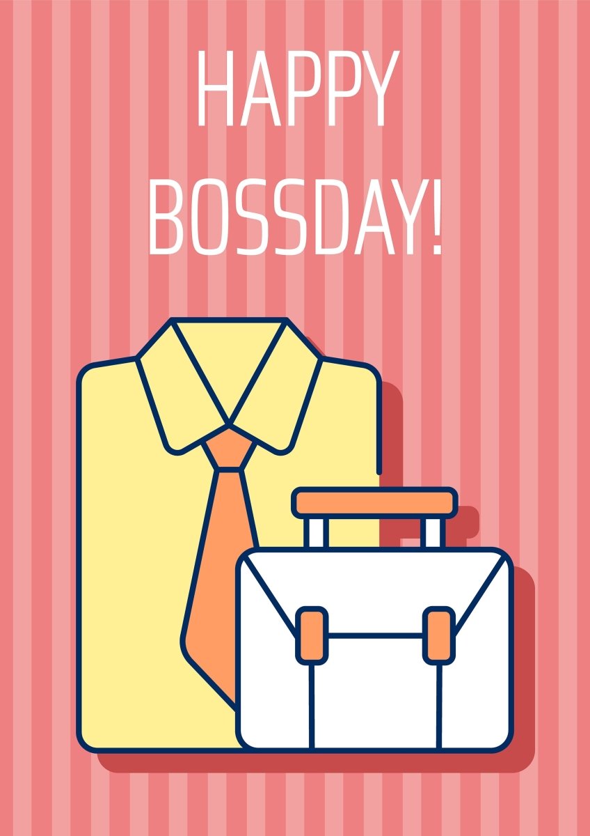 Boss greeting card with color icon element set