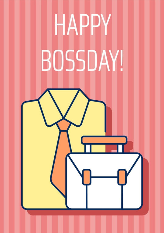 Boss greeting card with color icon element set