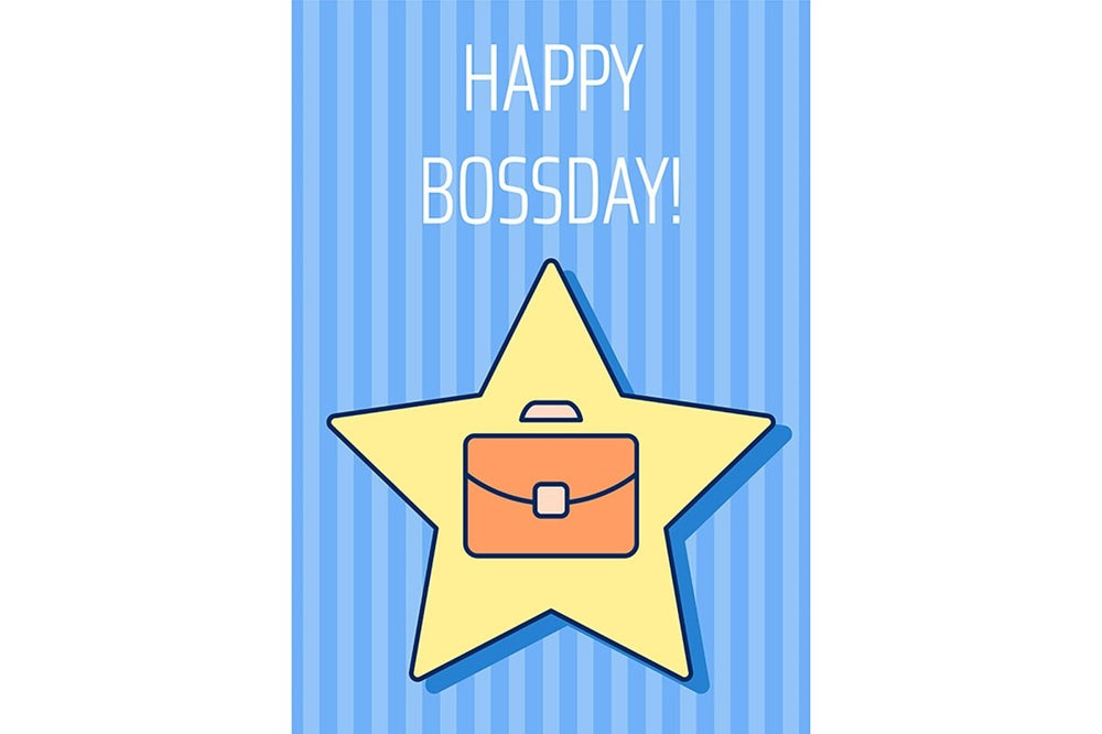 Boss greeting card with color icon element set