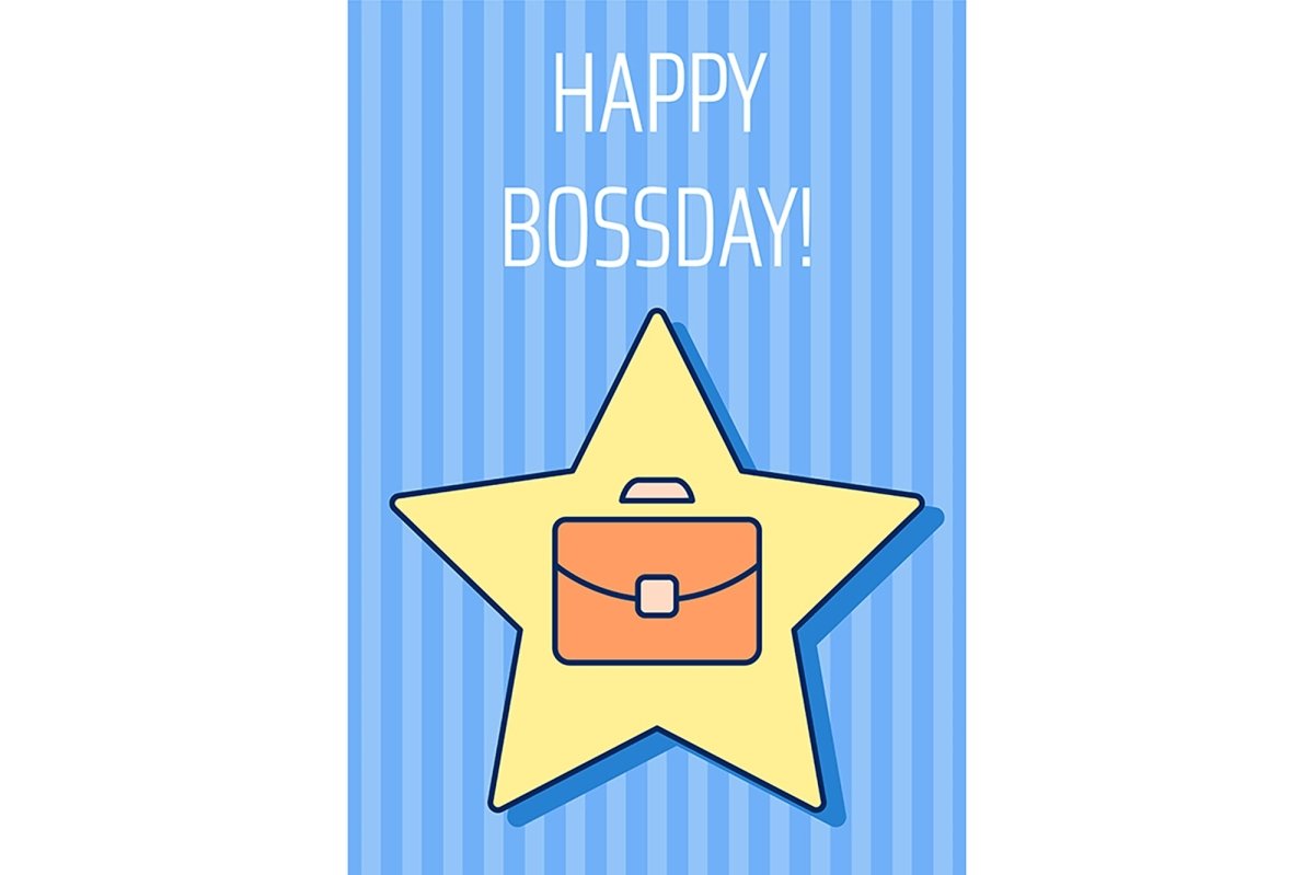 Boss greeting card with color icon element set