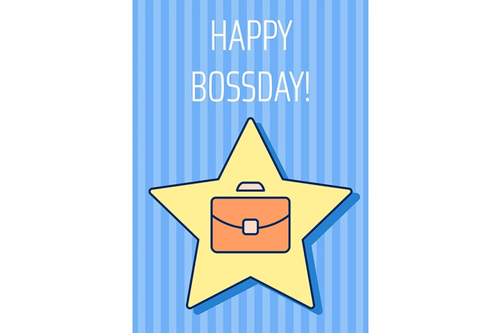 Boss greeting card with color icon element set