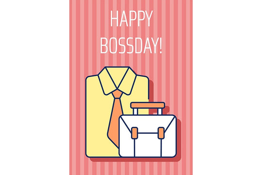 Boss greeting card with color icon element set