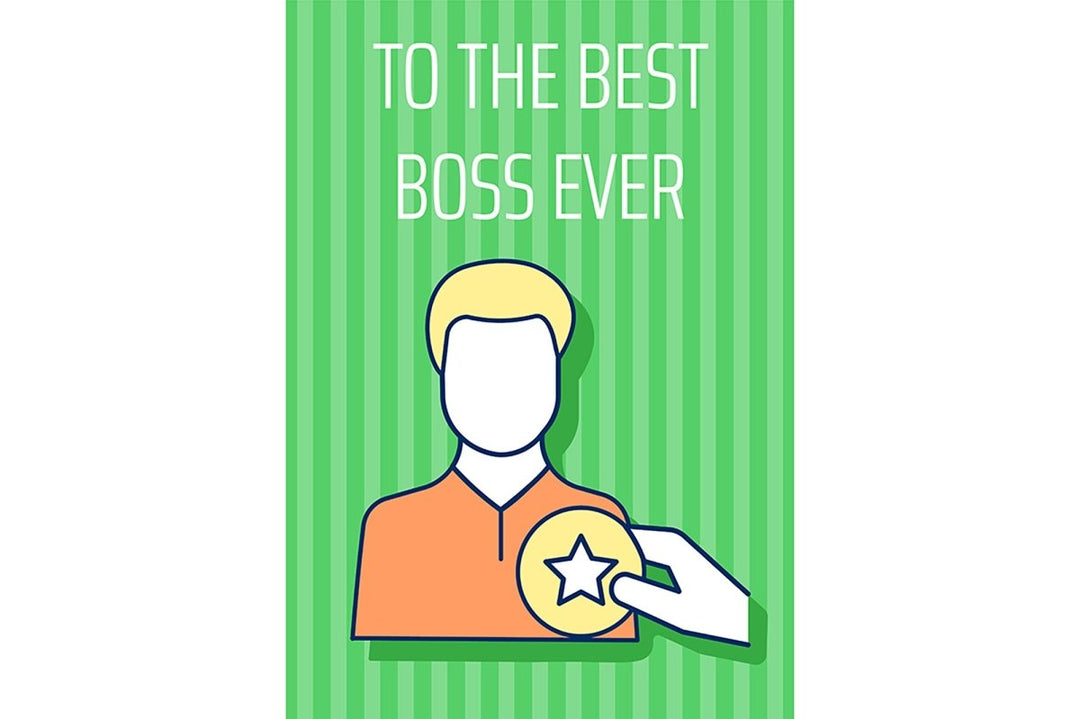Boss greeting card with color icon element set