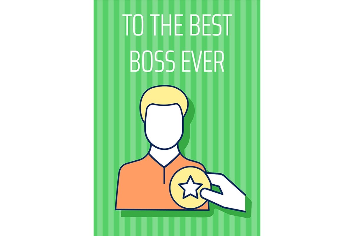 Boss greeting card with color icon element set