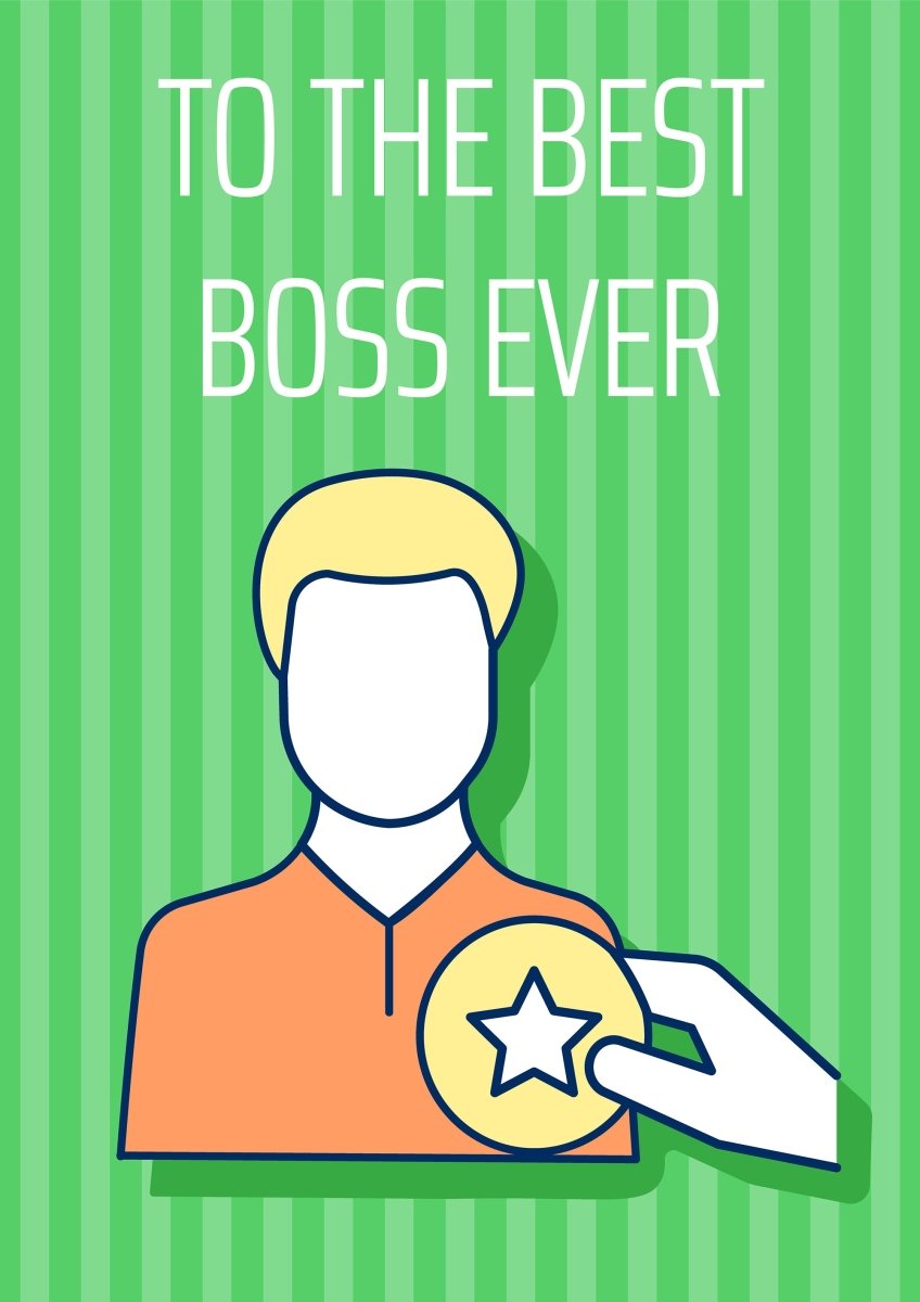 Boss greeting card with color icon element set