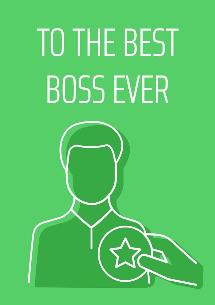 Boss postcard with linear glyph icon set