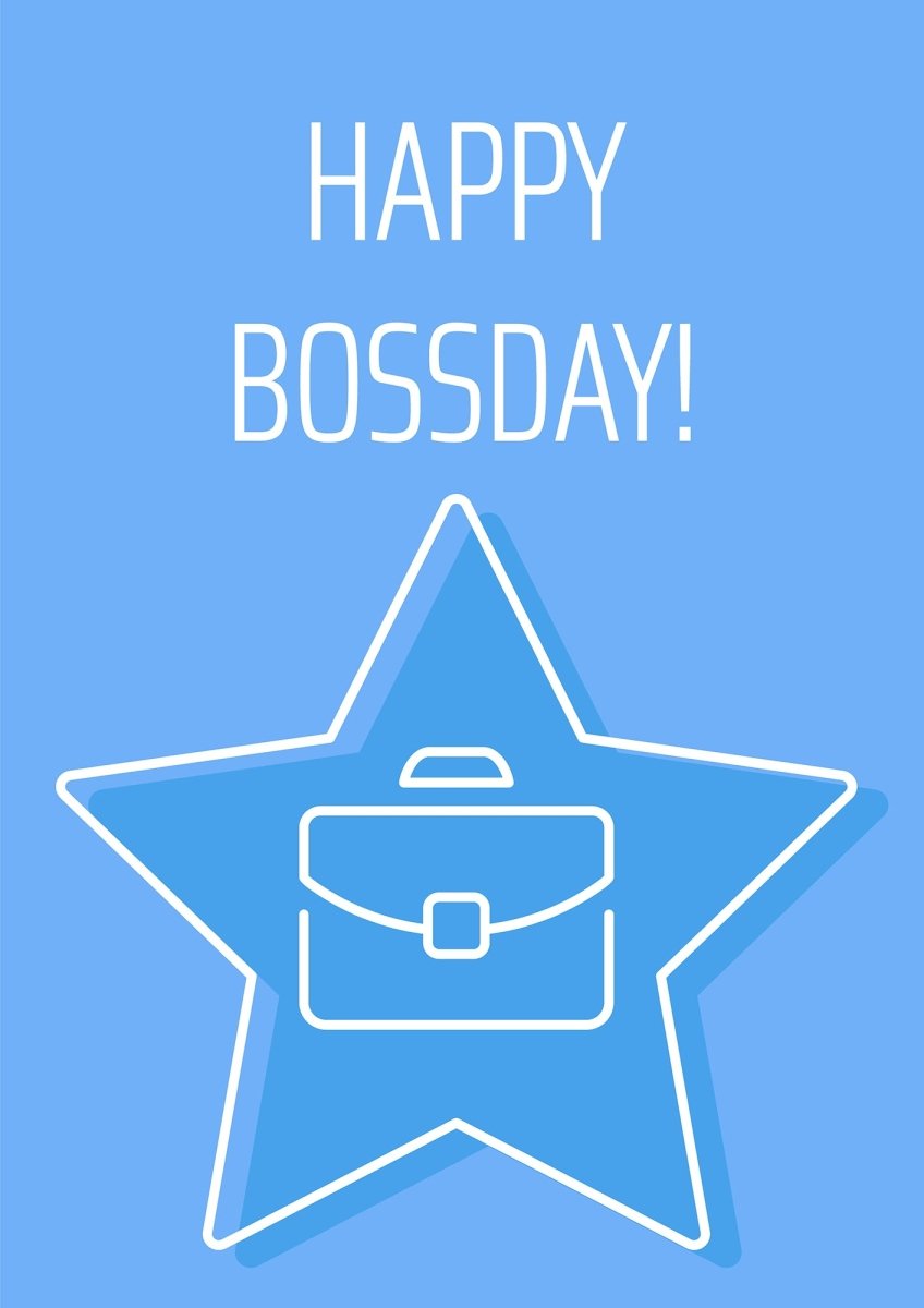 Boss postcard with linear glyph icon set