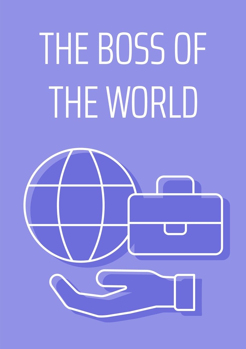 Boss postcard with linear glyph icon set