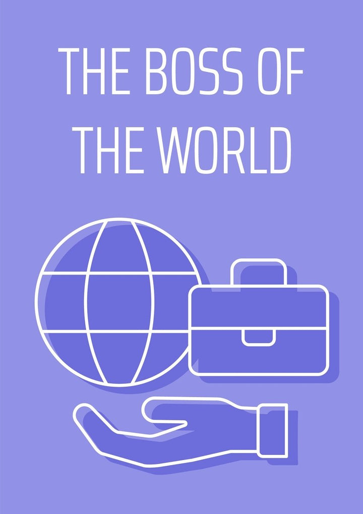 Boss postcard with linear glyph icon set