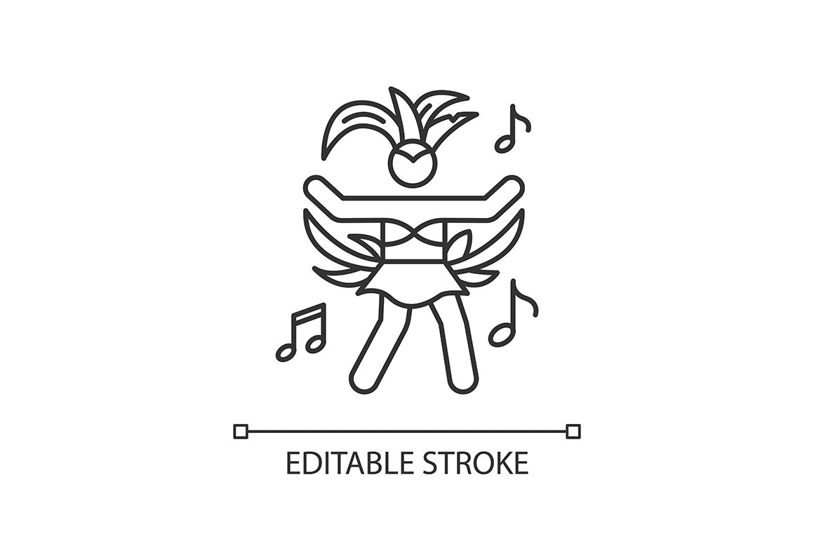 Brazilian carnival pixel perfect linear icons set
