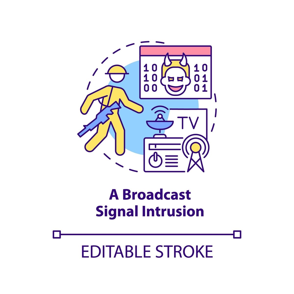 Broadcast signal intrusion concept icon