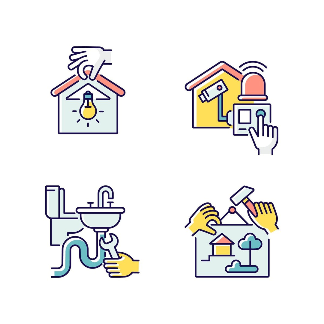 Building and repair house RGB color icons set