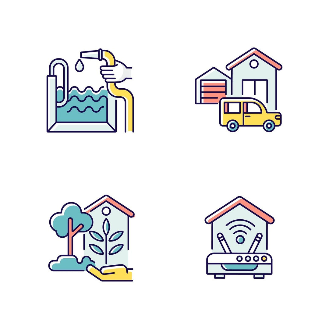 Building and repair house RGB color icons set