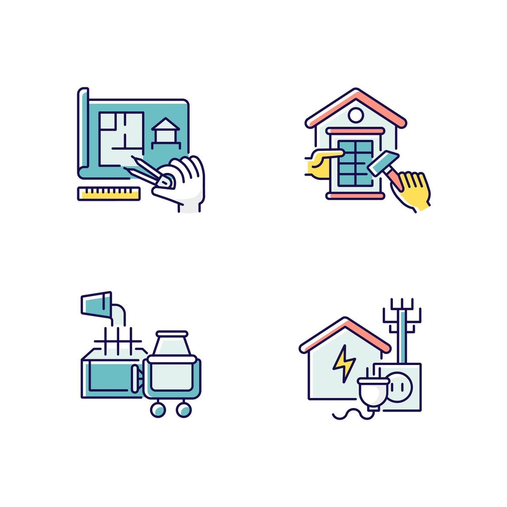 Building and repair house RGB color icons set