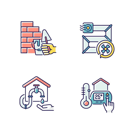 Building and repair house RGB color icons set