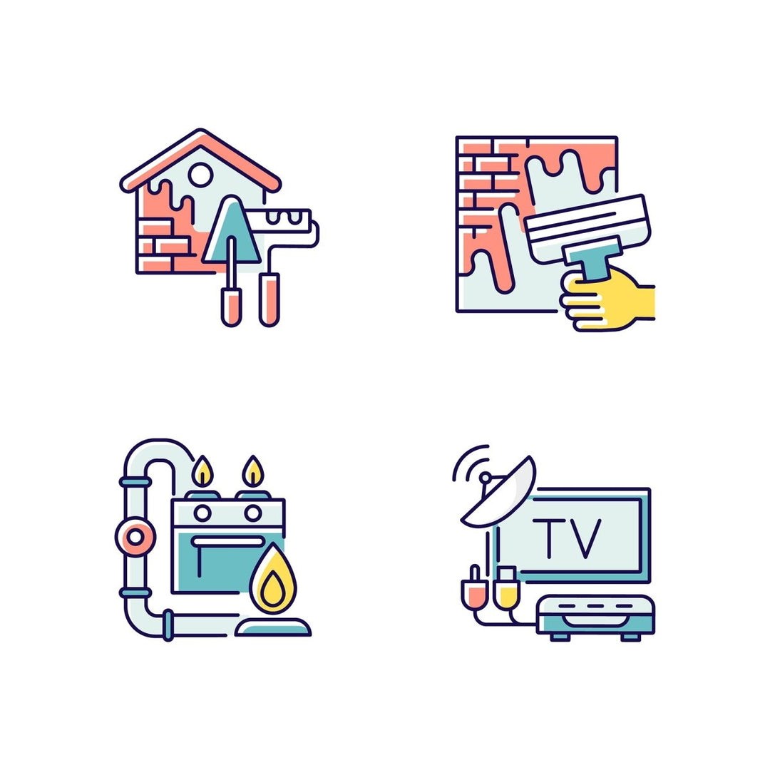 Building and repair house RGB color icons set