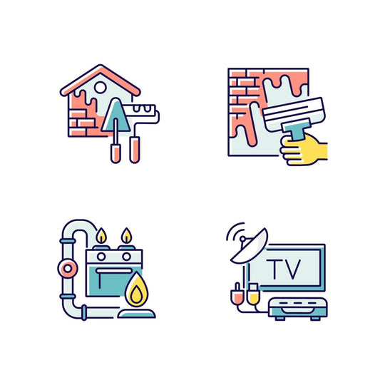 Building and repair house RGB color icons set