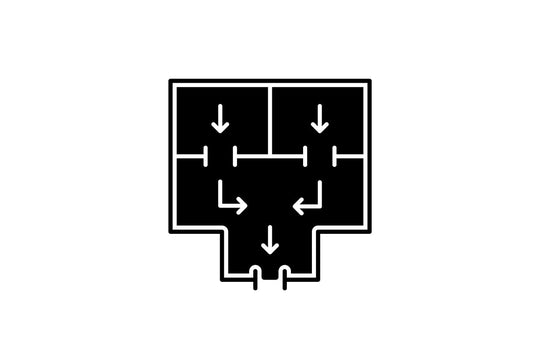 Building safety requirements black glyph icons set on white space