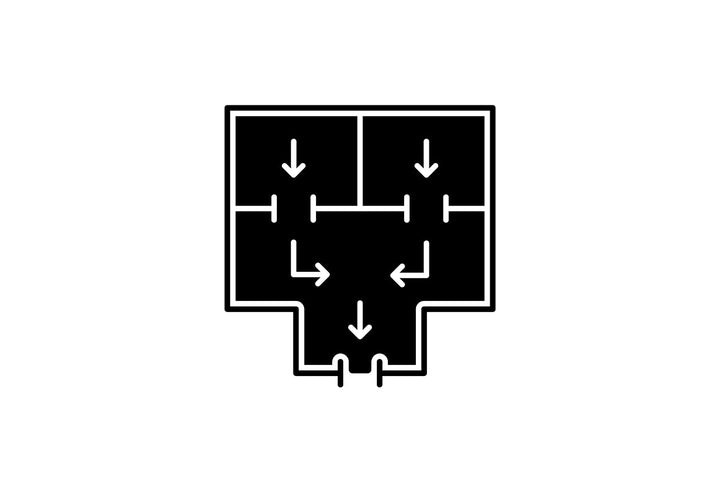 Building safety requirements black glyph icons set on white space