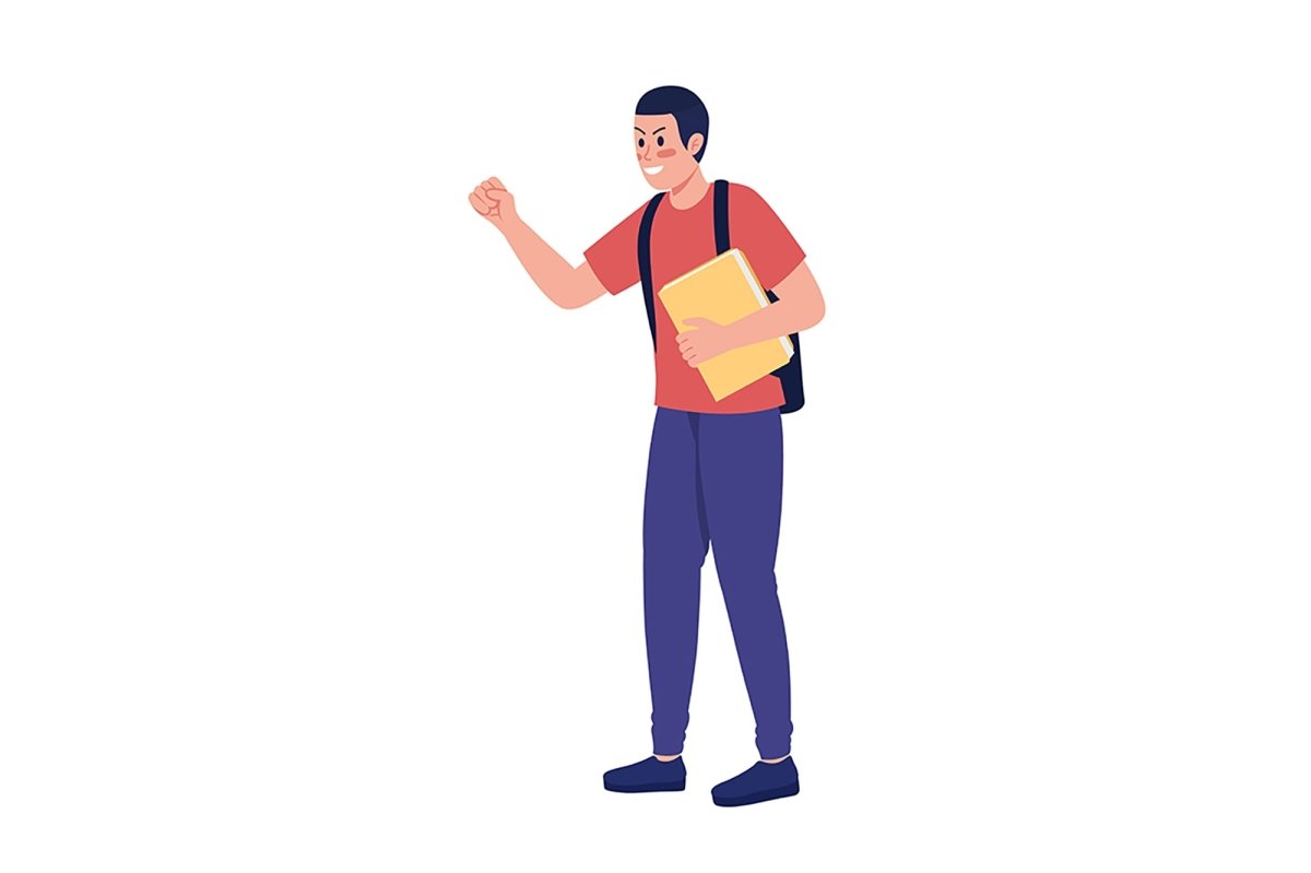 Bullies and victims semi flat color vector characters set