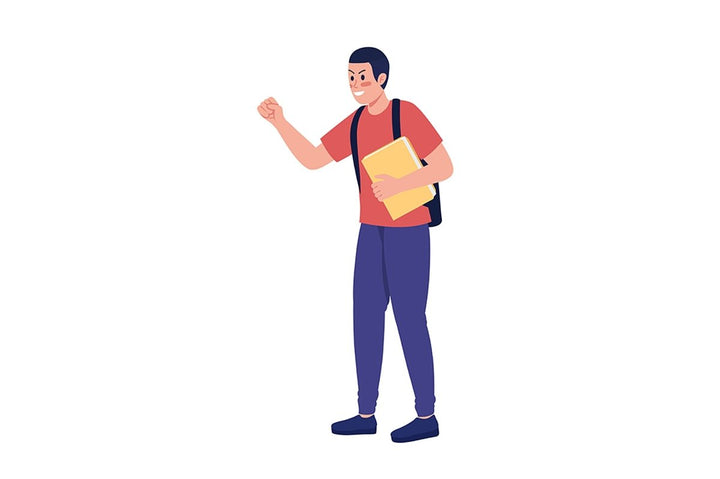 Bullies and victims semi flat color vector characters set