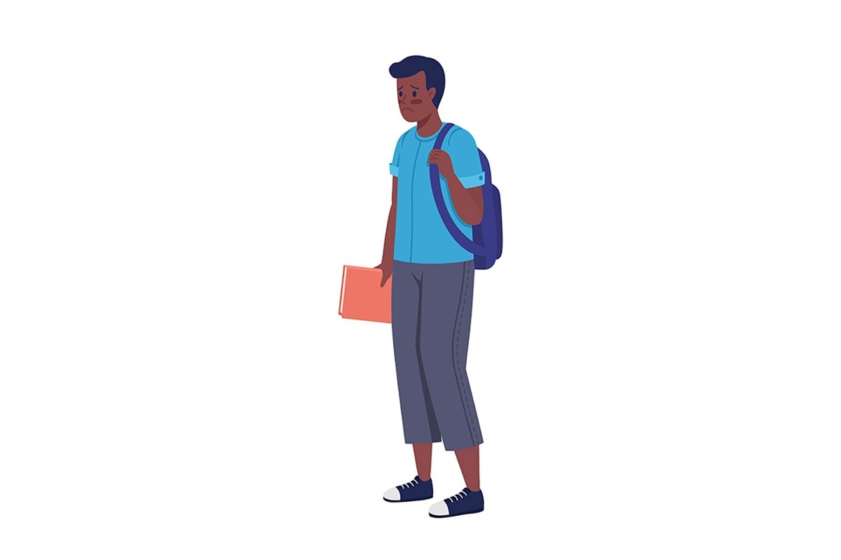 Bullies and victims semi flat color vector characters set