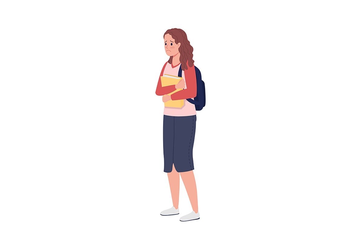 Bullies and victims semi flat color vector characters set