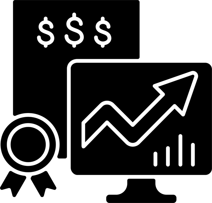 Business assets black glyph icons set on white space