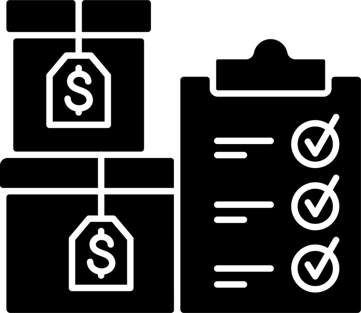 Business assets black glyph icons set on white space
