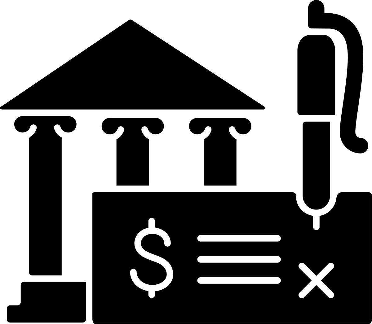 Business assets black glyph icons set on white space