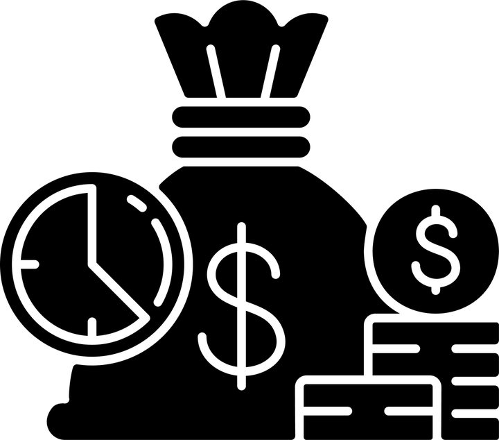 Business assets black glyph icons set on white space