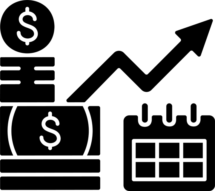 Business assets black glyph icons set on white space