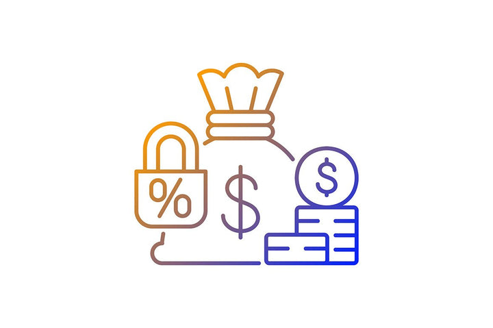 Business assets gradient linear vector icons set