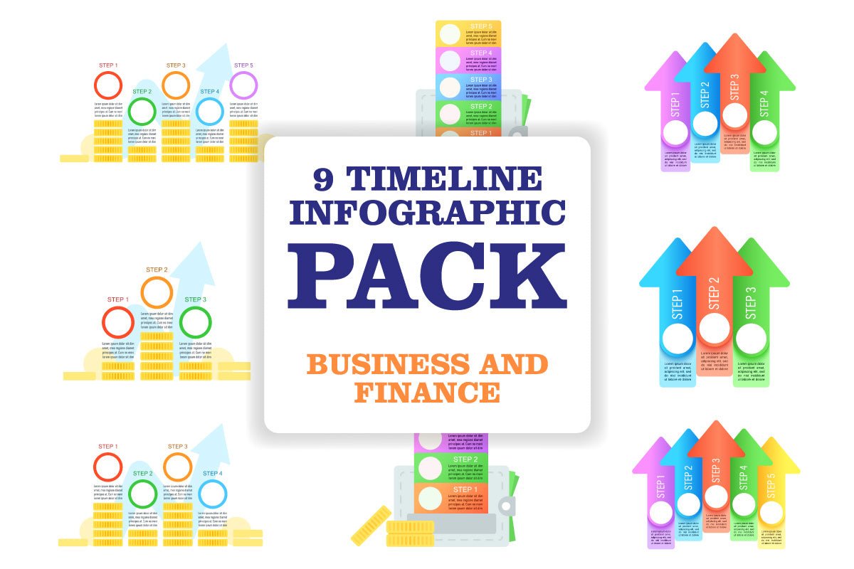 Business infographic chart design template bundle