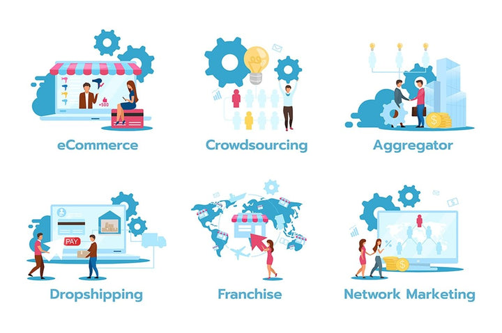 Business model flat vector illustrations set