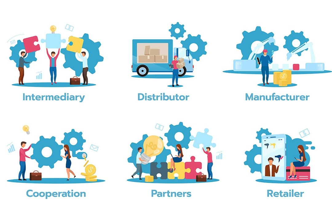 Business model flat vector illustrations set