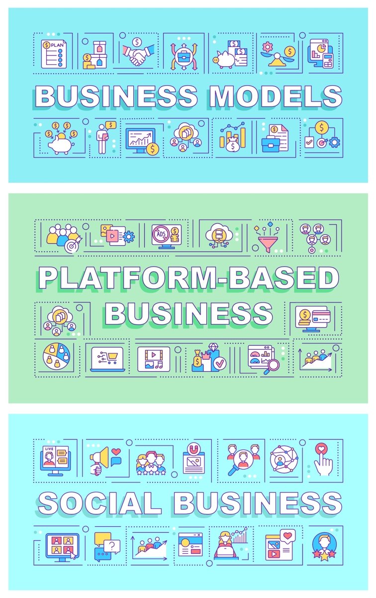 Business models word concepts banner bundle. Income plan for company