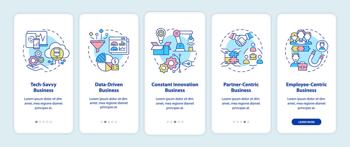 Business onboarding mobile app page screen bundle