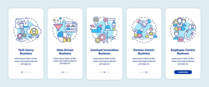 Business onboarding mobile app page screen bundle