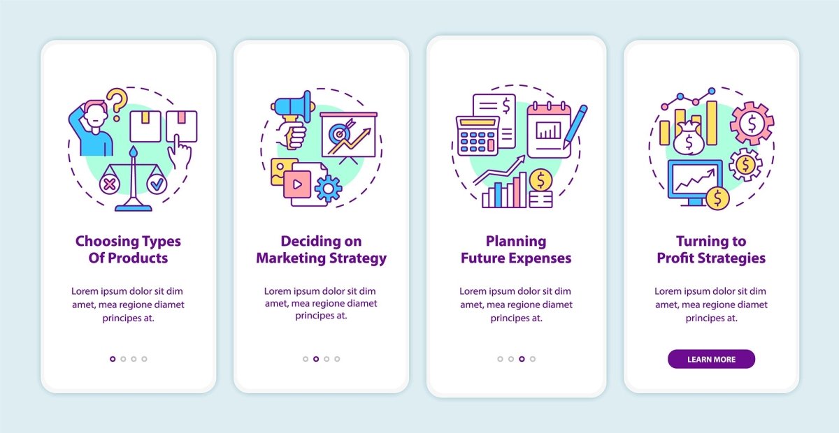 Business onboarding mobile app page screen bundle