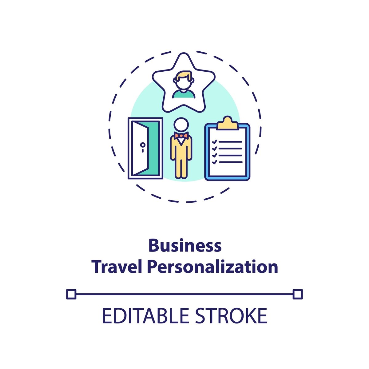 Business travel during coronavirus pandemic concept icons bundle