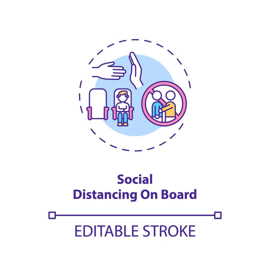 Business travel during coronavirus pandemic concept icons bundle