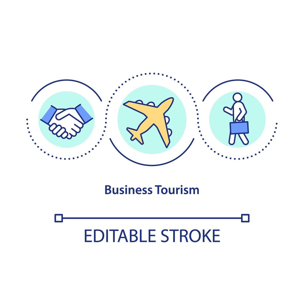 Business travel during coronavirus pandemic concept icons set