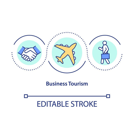 Business travel during coronavirus pandemic concept icons set