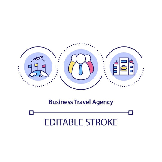 Business travel during coronavirus pandemic concept icons set