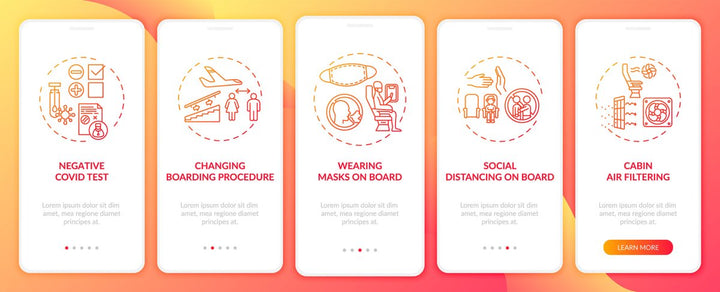 Business travel trends onboarding mobile app page screen bundle