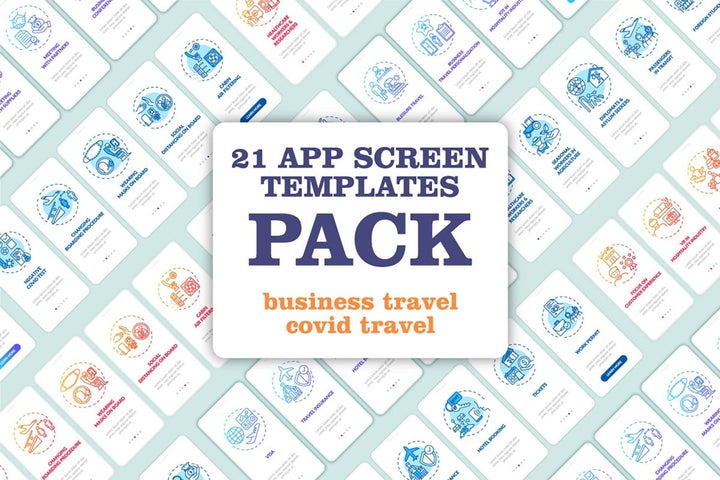 Business travel trends onboarding mobile app page screen bundle