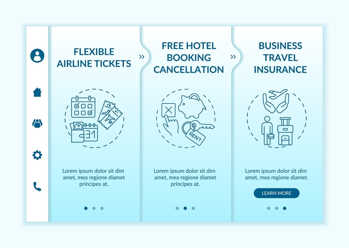 Business travel trends onboarding vector template bundle