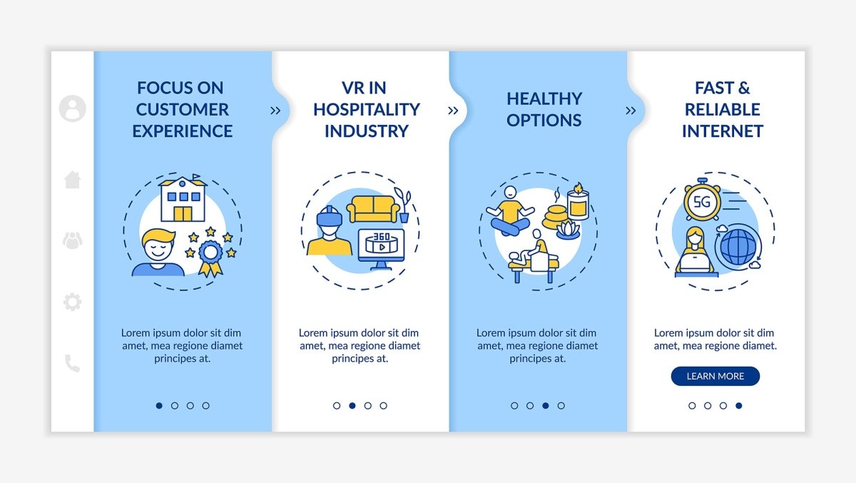 Business travel trends onboarding vector template bundle