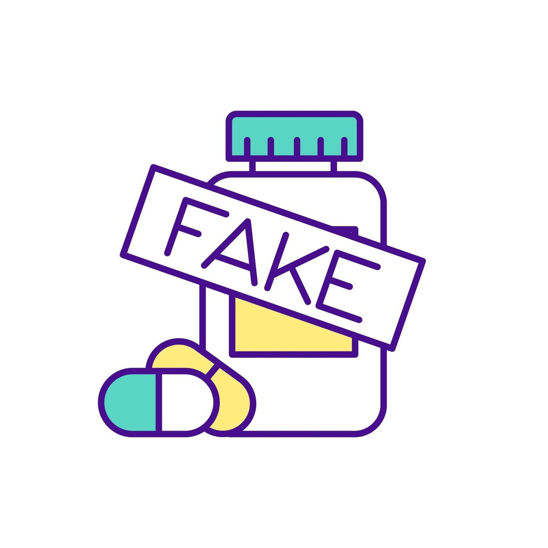Buying medicine online RGB color icons set